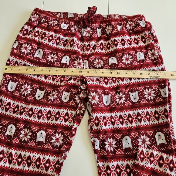 Old Navy Holiday Pajama Set Women L Polar Bear Snowflake Print Red White - Picture 9 of 16